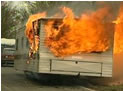 burning caravan