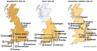 map of debt in UK
