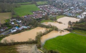 Vearse Farm, Foundry Lea flooding from the air.